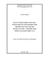 Quản lý hoạt động giáo dục ngoài giờ lên lớp cho học sinh trường dân tộc nội trú huyện tân sơn, tỉnh phú thọ trong giai đoạn hiện nay 