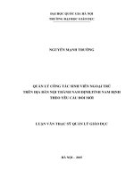 Quản lý công tác sinh viên ngoại trú trên địa bàn nội thành nam định, tỉnh nam định theo yêu cầu đổi mới 
