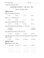 Đề kiểm tra học kì 1 môn Toán lớp 3 năm học 2015 - 2016 trường Tiểu học Trí Thức, Đồng Nai