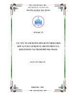 Các yếu tố ảnh hưởng đến quyết định chọn đơn vị cung cấp dịch vụ chuyển phát của khách hàng tại thành phố nha trang 