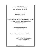 Chính sách tái cơ cấu ngành nông nghiệp từ thực tiễn huyện Nghĩa Hành, tỉnh Quảng Ngãi