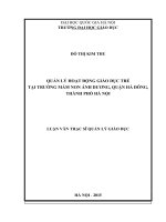 Quản lý hoạt động giáo dục trẻ tại trường mầm non ánh dương, quận hà đông, thành phố hà nội 