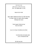 Thực hiện chính sách bảo vệ môi trường từ thực tiễn các khu công nghiệp tỉnh quảng ngãi