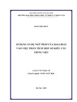 Áp dụng ẩn dụ ngữ pháp của Halliday vào việc phân tích một số kiểu câu tiếng Việt
