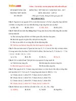Đề kiểm tra 1 tiết học kì 1 môn Hóa học lớp 10 trường THPT Muôn Ma Thuột, Đăk Lăk năm học 2016 - 2017
