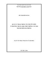 Quản lý hoạt động tổ chuyên môn ở trường trung học phổ thông cát hải thành phố hải phòng 