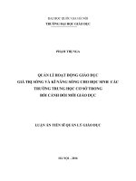 Quản lý hoạt động giáo dục giá trị sống và kĩ năng sống cho học sinh các trường trung học cơ sở trong bối cảnh đổi mới giáo dục 