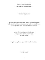 Quản lí hoạt động dạy học theo chuẩn kiến thức, kĩ năng ở trường trung học phổ thông nguyễn văn cừ huyện hóc môn   thành phố hồ chí minh 