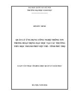 Quản lý ứng dụng công nghệ thông tin trong dạy học tại các trường tiểu học thành phố việt trì, tỉnh phú thọ 