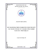 Đẩy mạnh hoạt động marketing nhằm thu hút các nguồn vốn đầu tư vào khu công nghiệp nam cấm   tỉnh nghệ an 
