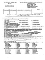 Đề thi học sinh giỏi môn tiếng Anh lớp 9 thành phố Hà Nội năm 2016