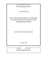 Quản lí hoạt động nghiên cứu khoa học của sinh viên trường đại học sư phạm thành phố hồ chí minh 