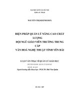 Biện pháp quản lý đội ngũ giáo viên trường trung cấp văn hóa nghệ thuật yên bái trong giai đoạn hiện nay 