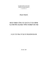 Hoàn thiện công tác quản lý tài chính tại trường đại học nông nghiệp i hà nội 