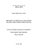 Biện pháp cải tiến quản lý hoạt động dạy học ở học viện kỹ thuật mật mã 