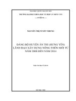 Đảng bộ huyện ân thi (hưng yên) lãnh đạo xây dựng nông thôn mới từ năm 2008 đến năm 2014 
