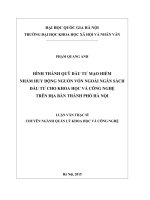 Hình thành quỹ đầu tư mạo hiểm nhằm huy động nguồn vốn ngoài ngân sách đầu tư cho khoa học và công nghệ trên địa bàn thành phố hà nội 