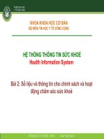 Bài giảng số liệu và thông tin cho chính sách và hoạt động chăm sóc sức khoẻ