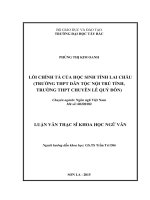 Lỗi chính tả của học sinh tỉnh lai châu (trường THPT dân tộc nội trú tỉnh, trường THPT chuyên lê quý đôn) 