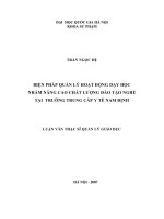 Các biện pháp huy động cộng đồng tham gia quản lý giáo dục trung học phổ thông trên địa bàn thành phố thái bình trong giai đoạn hiện nay 