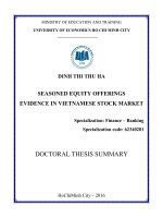 Phát hành cổ phiếu bổ sung (seos) – bằng chứng tại thị trường chứng khoán việt nam. seasoned equity offerings (seos) evidence in vietnamese stock market