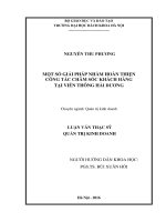 Một số giải pháp nhằm hoàn thiện công tác chăm sóc khách hàng tại viễn thông hải dƣơng 