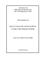 Quản lý nhà nước về bảo vệ rừng từ thực tiễn tỉnh quảng bình 