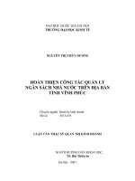 Hoàn thiện công tác quản lý ngân sách nhà nước trên địa bàn tỉnh vĩnh phúc 