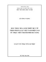 Đấu thầu mua sắm thiết bị y tế theo pháp luật Việt Nam hiện nay từ thực tiễn thành phố Đà Nẵng