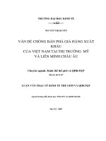 Vấn đề chống bán phá giá hàng xuất khẩu của việt nam tại thị trường mỹ và liên minh châu âu 
