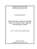 Phân tích thực trạng tài chính công ty cổ phần sách   thiết bị trường học hà tĩnh 