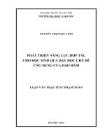 Phát triển năng lực hợp tác cho học sinh qua dạy học chủ đề ứng dụng của đạo hàm 