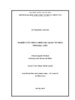 Nghiên cứu phát triển du lịch văn hóa tỉnh bạc liêu 