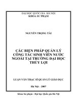 Các biện pháp quản lý công tác sinh viên nước ngoài tại trường đại học thủy lợi 