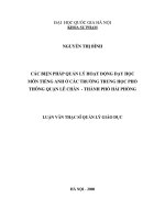 Các biện pháp quản lý hoạt động dạy học môn tiếng anh ở các trường trung học phổ thông quận lê chân   thành phố hải phòng 