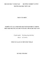 Nghiên cứu lựa chọn độ chặt đắp đập hợp lý trong điều kiện độ ẩm cao cho vùng bắc trung bộ   việt nam (TT)