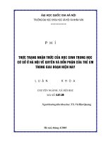 Thực trạng nhận thức của học sinh trung học cơ sở ở hà nội về quyền và bổn phận của trẻ em trong giai đoạn hiện nay 