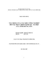 Tác động của các khu công nghiệp đến sự phát triển kinh tế  xã hội của tỉnh hưng yên 