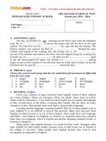 Đề kiểm tra 45 phút lần 2 môn Tiếng Anh lớp 8 trường TH & THCS Song Giáp, Lạng Sơn năm 2015 - 2016