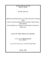 Những giải pháp quản lý công tác đoàn thanh niên cộng sản hồ chí minh khối trường trung học phổ thông huyện bình lục tỉnh hà nam trong giai đoạn hiện nay 