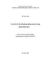 Báo chí với vấn đề phòng chống ma tuý trong thanh thiếu niên  khảo sát 11 tờ báo từ năm 1998 đến năm 2002 