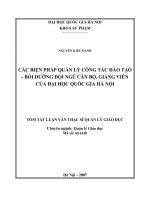 Các biện pháp quản lý công tác đào tạo   bồi dưỡng đội ngũ cán bộ, giảng viên của đại học quốc gia hà nội 