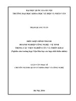 Điều kiện hình thành doanh nghiệp công nghệ   vệ tinh trong các viện nghiên cứu và triển khai (nghiên cứu trường hợp viện hóa học các hợp chất thiên nhiên) 