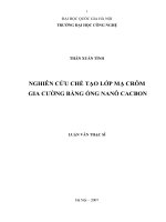 Nghiên cứu chế tạo lớp vỏ mạ crôm gia cường bằng ống nanô cacbon 