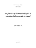 Biện pháp quản lý việc ứng dụng công nghệ thông tin và truyền thông trong dạy học môn tiếng anh ở các trường trung học phổ thông huyện đông hưng tỉnh thái bình 