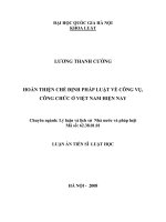 Hoàn thiện chế định pháp luật về công vụ, công chức ở việt nam hiện nay 
