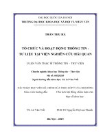 Tổ chức và hoạt động thông tin   tư liệu tại viện nghiên cứu hải quan 