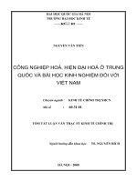 Công nghiệp hóa, hiện đại hóa ở trung quốc và bài học kinh nghiệm đối với việt nam 
