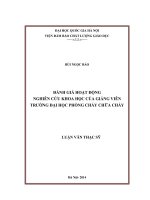 Đánh giá hoạt động nghiên cứu khoa học của giảng viên trường đại học phòng cháy chữa cháy 