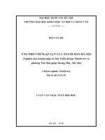 Ứng phó với ngập lụt của người dân hà nội ( nghiên cứu trường hợp xã tân triều huyện thanh trì và phường tân mai quận hoàng mai, hà nội) 